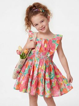 United Colors of Benetton - Pink Regular Fit Round Neck Floral Dress