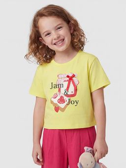 United Colors of Benetton - Cropped Round Neck T-Shirt Yellow