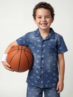 United Colors of Benetton - Blue Pure Cotton Printed Shirt