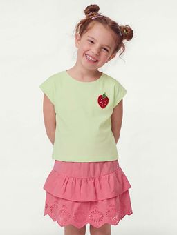 United Colors of Benetton - Green Cropped Round Neck Solid T-Shirt