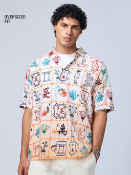 The Souled Store - Men Off White Pure Cotton Casual Shirt