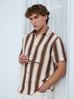 The Souled Store - Men Brown Polyester Blend Casual Shirt