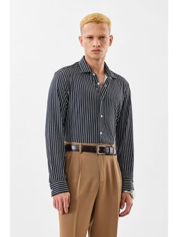 Snitch - Men Black Polyester Blend Formal Shirt