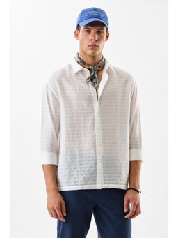 Snitch - Men White Lyocell Blend Casual Shirt