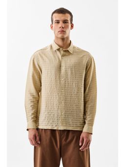 Snitch - Men Beige Lyocell Blend Casual Shirt