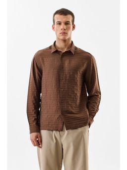 Snitch - Men Brown Lyocell Blend Casual Shirt