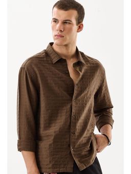 Snitch - Men Brown Lyocell Blend Casual Shirt