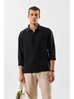 Snitch - Men Black Lyocell Blend Casual Shirt