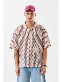 Snitch - Men Cream Cotton Blend Casual Shirt