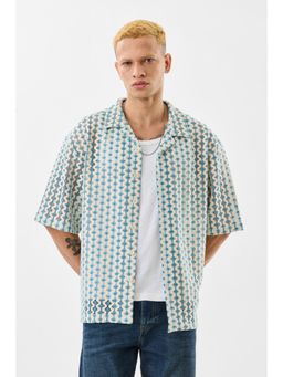 Snitch - Men Blue Cotton Blend Casual Shirt