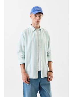Snitch - Men Green Cotton Casual Shirt