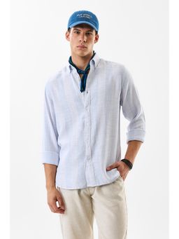 Snitch - Men Blue Cotton Casual Shirt