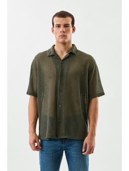 Snitch - Men Olive Polyester Blend Casual Shirt