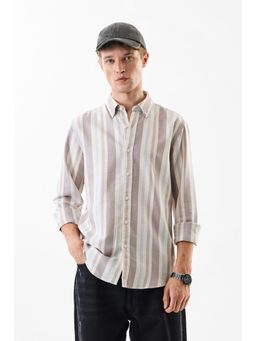 Snitch - Men Beige Linen Blend Casual Shirt