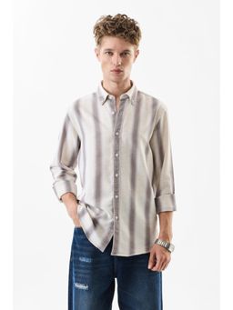 Snitch - Men Beige Linen Blend Casual Shirt