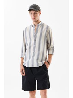 Snitch - Men Grey Linen Blend Casual Shirt