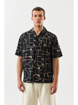 Snitch - Men Black Viscose Blend Casual Shirt