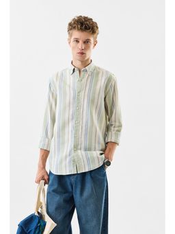 Snitch - Men Green Polyester Blend Casual Shirt