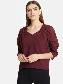 Kazo - Maroon Solid Top