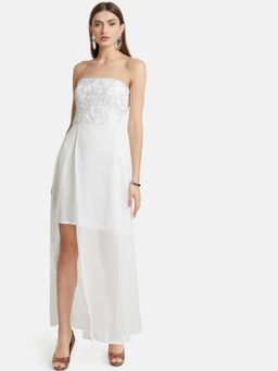 Kazo - White Tube Maxi With Foil Lace In The Front