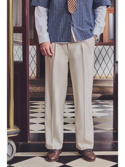 Snitch - Beige Plain Relaxed Casual Trouser