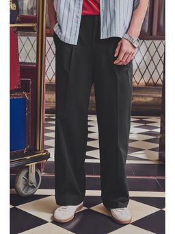 Snitch - Black Plain Relaxed Casual Trouser