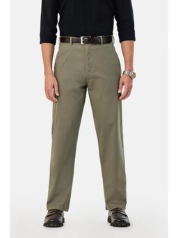 Snitch - Olive Plain Straight Casual Trouser
