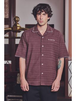 Snitch - Maroon Textured Half Sleeves Boxy Shirt