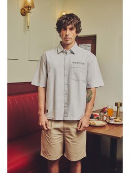 Snitch - Grey Stripes Half Sleeves Boxy Shirt