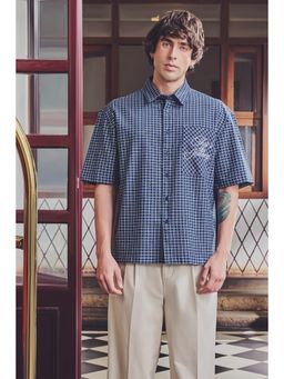 Snitch - Blue Checks Half Sleeves Boxy Shirt