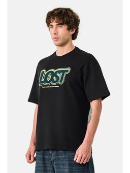 Snitch - Black Graphic Half Sleeves Oversized T-Shirt
