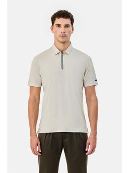 Snitch - Beige Solid Half Sleeves Regular Polo T-Shirt