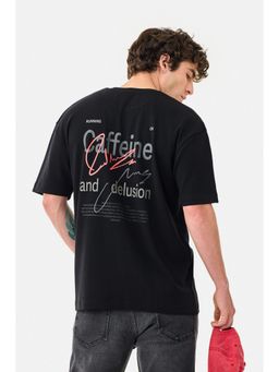 Snitch - Black Graphic Half Sleeves Oversized T-Shirt