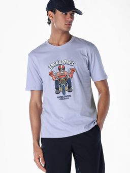 Jack & Jones - Blue Regular Fit Half Sleeves T-Shirt