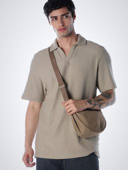 Jack & Jones - Grey Regular Fit Half Sleeves Polo T-Shirt