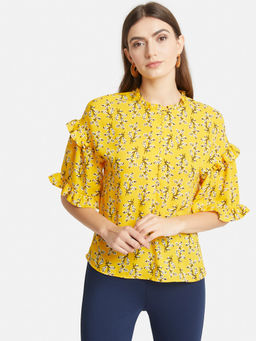 Kazo - Yellow Floral Top
