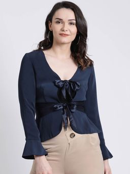 Kazo - Navy Blue Solid Jacket