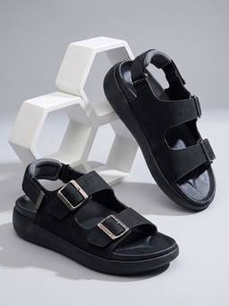 Neeman's - Black Pure Whoosh Duo Glides Sandals