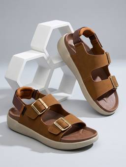 Neeman's - Tan Pure Whoosh Duo Glides Sandals