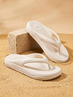 Neeman's - Unisex White Solid Cushers Flipflops
