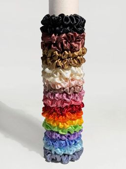 OOMPH - Rainbow Colors Satin Scrunchy Rubber Band Hair Tie Ponytail Holder