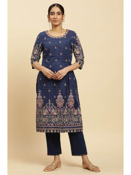 W - Women Pink Festive Solid Rayon Kurta With Parallel Pant & Dupatta