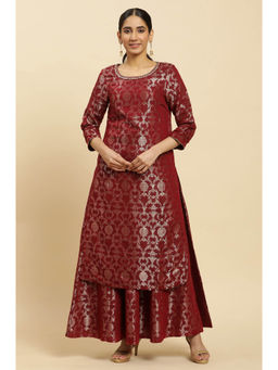 W - Maroon Floral Kurta