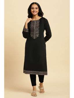 WISHFUL by W - Black Floral Kurta
