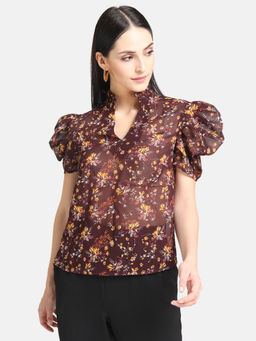 Kazo - Burgundy Printed Top