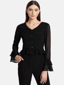 Kazo - Black Ruffle Tier Top