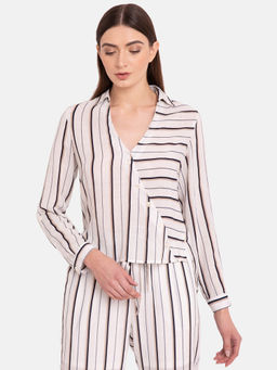 Kazo - Pristine Stripe Wrap Shirt