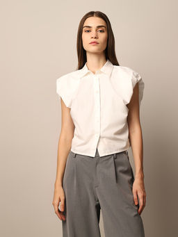 ONLY - Cropped Volume Sleeveless Detail Shirt