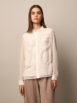 ONLY - White Frill Applique Shirt
