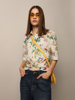 ONLY - Knot Detail Printed Shirt